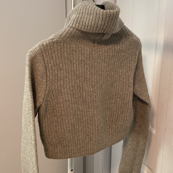 Club Monaco wool and angora blend cropped cowl neck sweater in grey - Picture 6 of 9